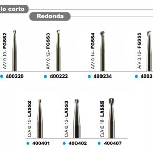 Fresa de carburo redonda #6 tallo corto - BIOSAFE