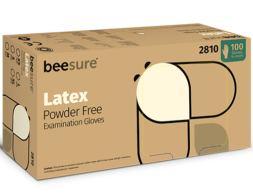 Guantes de látex sin polvo x-small 2810, caja de 100 - Beesure