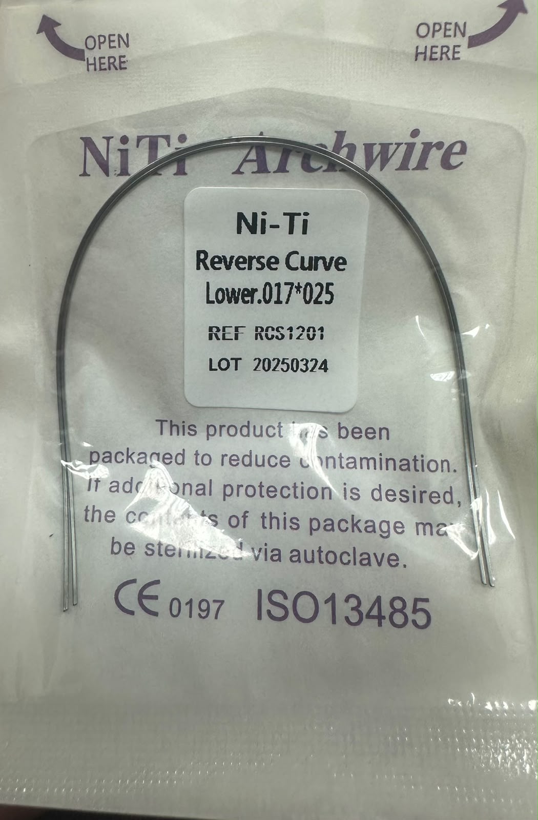 Arco Lower 0.017*025 Reverse Curve NI-TI Super Elastic