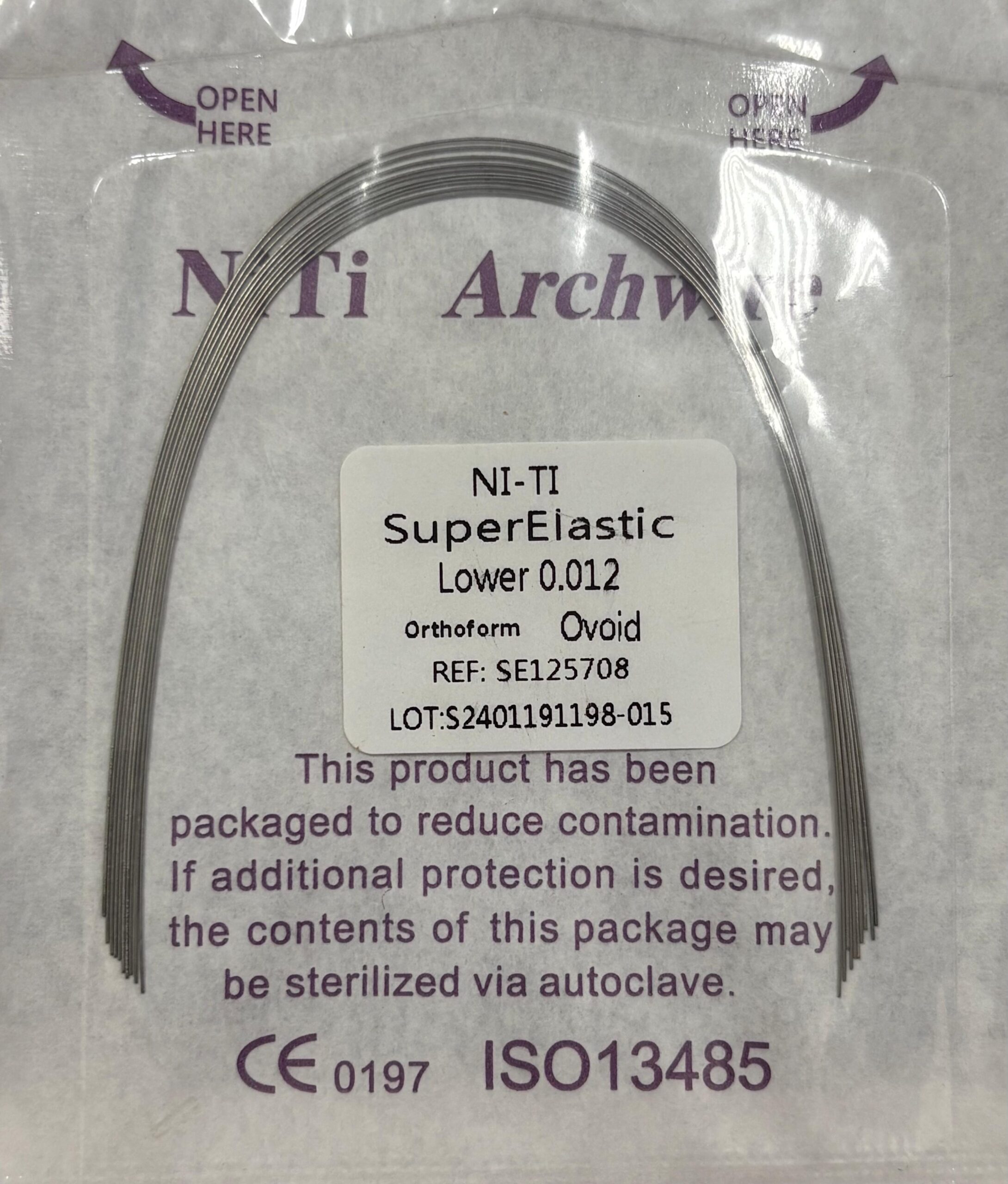 Arco inferior NiTi superelástico .012 ovoide MedicalTools