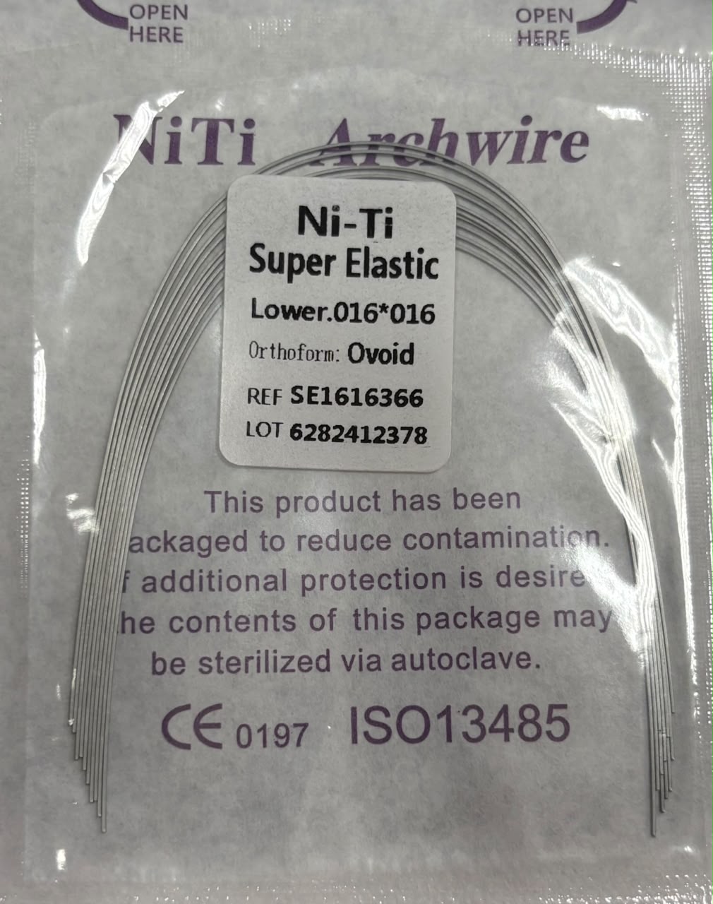Arco inferior NiTi .016×016 rectangular ovoide MedicalTools