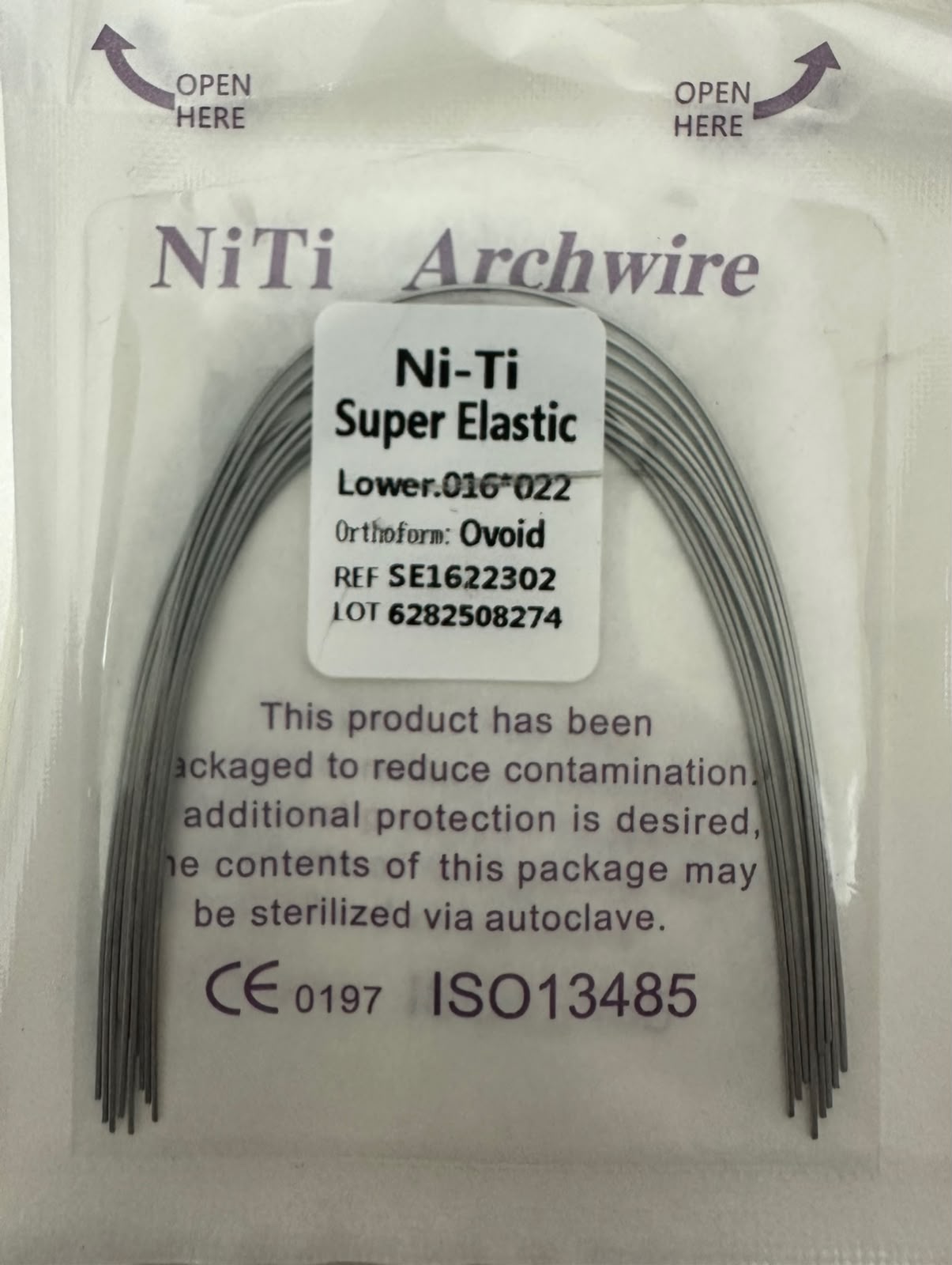 Arco inferior NiTi superelástico .018 ovoide MedicalTools